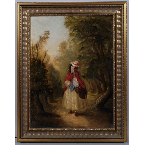 606 - William Powell Frith (1819 - 1909), Dolly Varden from Dickens Barnaby Rudge, oil on canvas, inscribe... 