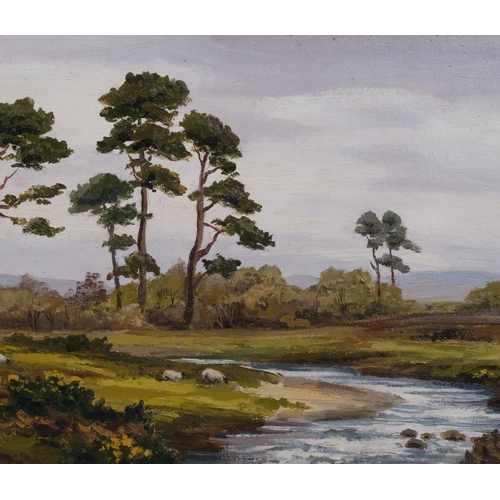 609 - Robert Egginton (Irish, born 1843), riverside landscape, oil on canvas board, signed, 36cm x 74cm, f... 