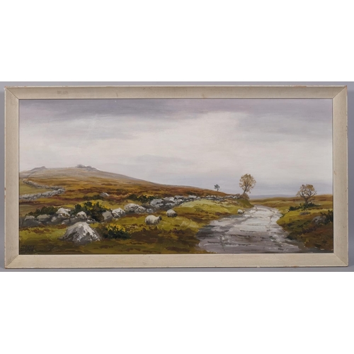 610 - Robert Egginton (Irish, born 1843), riverside landscape, oil on canvas board, signed, 36cm x 74cm, f... 