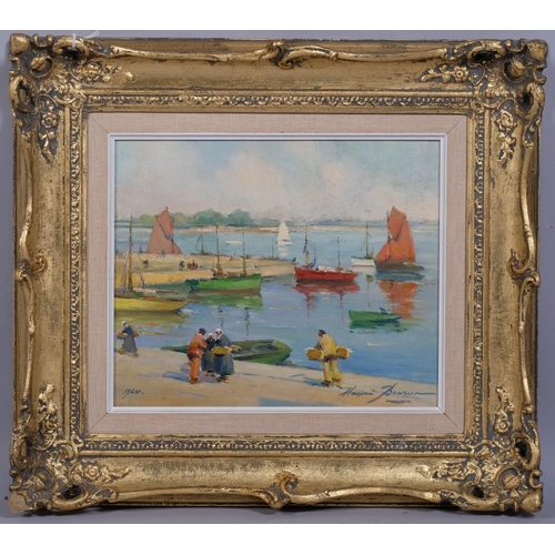 612 - Henri Buron, Le Croisic Brittany, oil on board, signed and dated 1964, 21cm x 25cm, framed