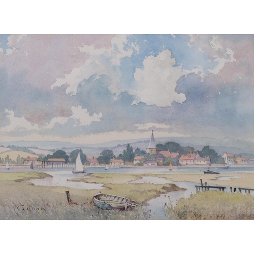 618 - Emerso Harold Groom, Bosham harbour, watercolour, signed, 27cm x 37cm, framed