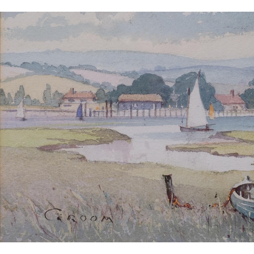 618 - Emerso Harold Groom, Bosham harbour, watercolour, signed, 27cm x 37cm, framed