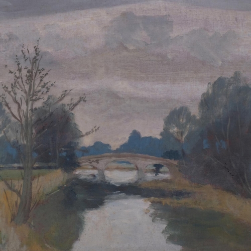 625 - James Page-Roberts, a stretch of the Loddon, oil on board, inscribed verso, 41cm x 56cm, framed