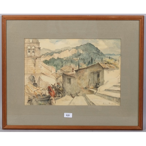 628 - Michael Brockway, Kato Garounas, watercolour, signed with exhibition label verso dated 1979, 31cm x ... 