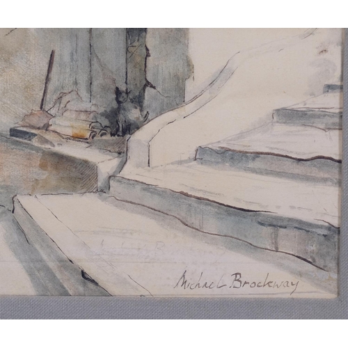 628 - Michael Brockway, Kato Garounas, watercolour, signed with exhibition label verso dated 1979, 31cm x ... 