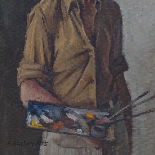 638 - Arthur Easton, self portrait, oil on canvas, signed with Mall Galleries Exhibition label verso 1976,... 