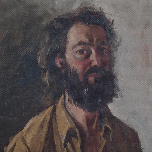 638 - Arthur Easton, self portrait, oil on canvas, signed with Mall Galleries Exhibition label verso 1976,... 