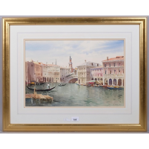 648 - John Barrie Haste (1931 - 2011), Venice, watercolour, signed, 34cm x 51cm, framed