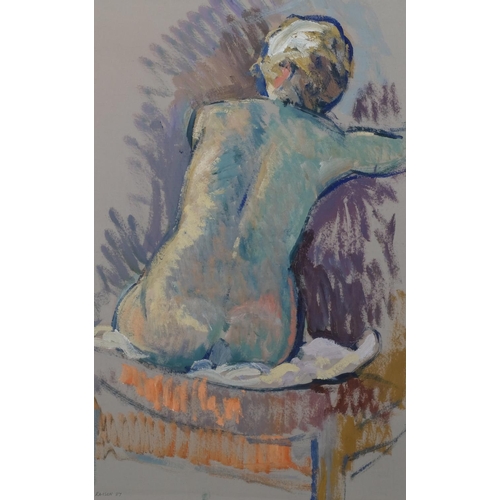 665 - Daphne Raisen, nude life study, oil on paper, signed and dated 1987, 54cm x 34cm, framed