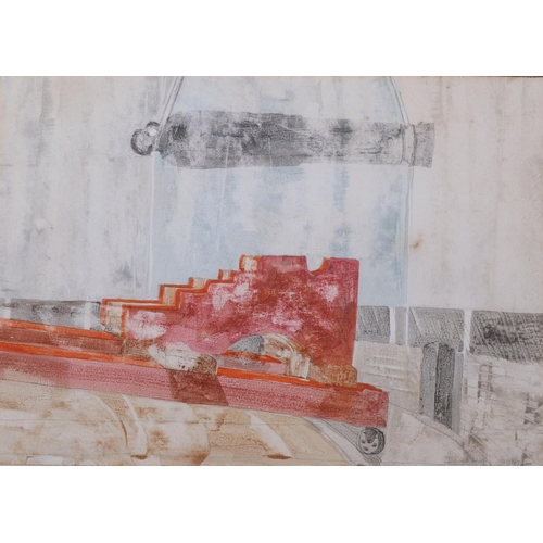 688 - David Holt, abstract composition, mid-20th century watercolour, signed and dated 1967, 30cm x 42cm, ... 