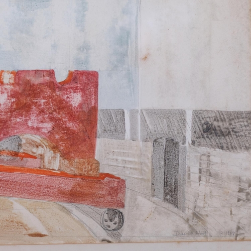 688 - David Holt, abstract composition, mid-20th century watercolour, signed and dated 1967, 30cm x 42cm, ... 