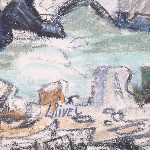 692 - Lucie Rivel (1910 - 1991), abstract composition, mixed media on paper, signed, 22cm x 27cm, unframed