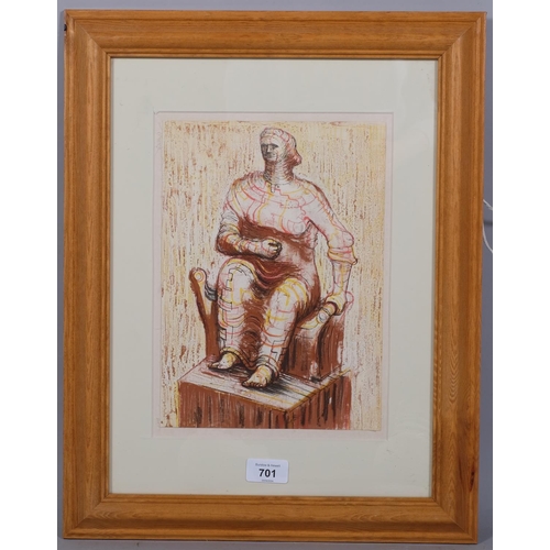 701 - Henry Moore, seated figure, 1950, plastic plate specimen printing, lithograph by WS Cowell, image 28... 