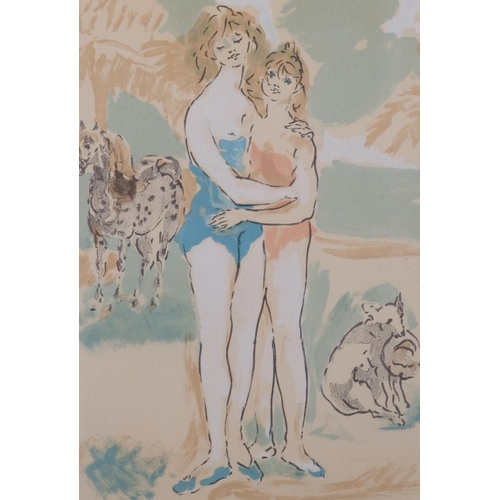 702 - Marcel Vertes, Romance, lithograph circa 1950, signed in pencil, image 24cm x 17cm, framed