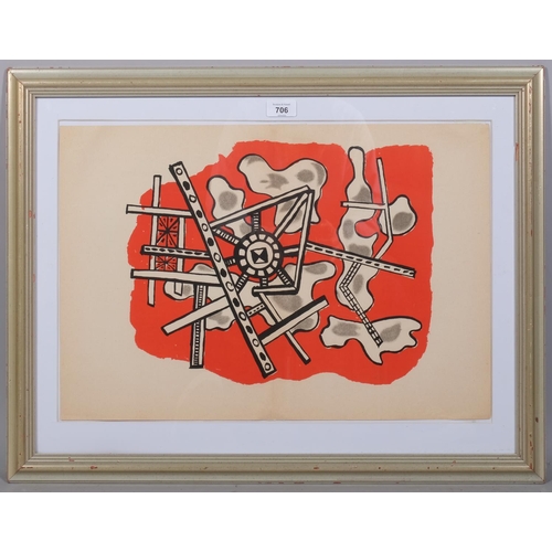 706 - Fernand Leger, abstract composition, original lithograph, 1949, Galerie Maeght issue, sheet 38cm x 5... 