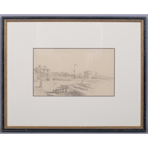 713 - Pair of 19th century ink and wash drawings, scenes at Petworth and Weymouth, unsigned, 14cm x 24cm, ... 