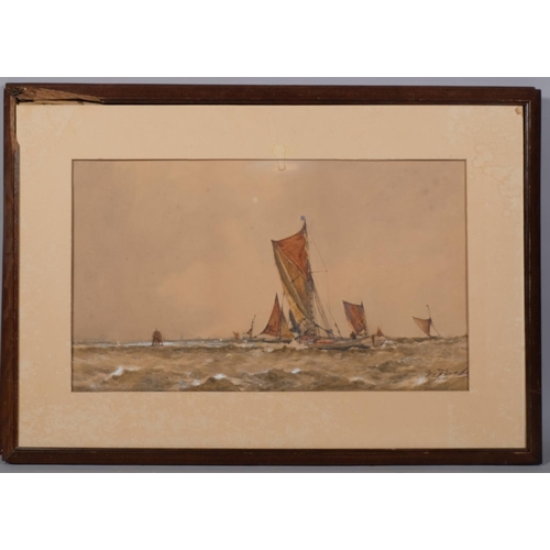 717 - Fred Dade, pair of marine scenes, watercolours, signed, 30cm x 49cm, framed