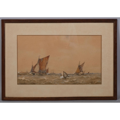 717 - Fred Dade, pair of marine scenes, watercolours, signed, 30cm x 49cm, framed