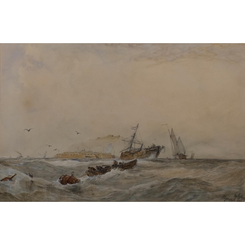 718 - John Salmon (born 1884), squally weather off Plymouth Sound Devon, watercolour, signed and dated 188... 