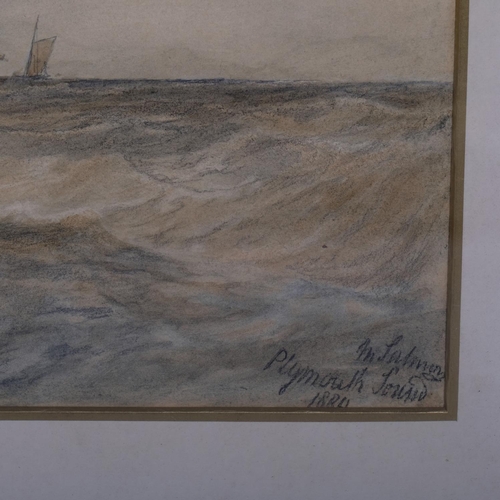 718 - John Salmon (born 1884), squally weather off Plymouth Sound Devon, watercolour, signed and dated 188... 