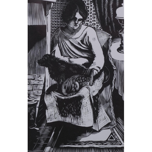 720 - John Nash (1893-1977), limited edition woodcut on paper, Babs Sleeping – the household pets (1923), ... 