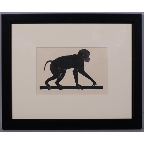 725 - Eric Dalglish (1894-1966), wood engraving on paper, Monkey, 10cm x 13cm, mounted, glazed and framed.... 