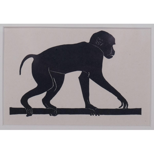 725 - Eric Dalglish (1894-1966), wood engraving on paper, Monkey, 10cm x 13cm, mounted, glazed and framed.... 