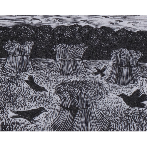 727 - Reynolds Stone (1909-1979), limited edition wood engraving on paper, Rooks, from A Shepherds Life, 4... 