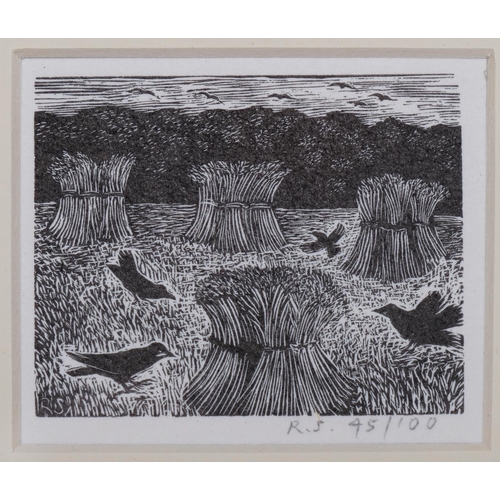 727 - Reynolds Stone (1909-1979), limited edition wood engraving on paper, Rooks, from A Shepherds Life, 4... 