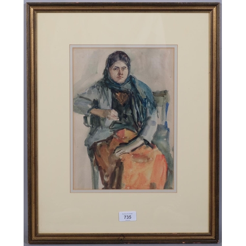 735 - Twentieth Century British School, watercolour on paper, Seated Women, 30.5cm x 22cm, mounted, glazed... 