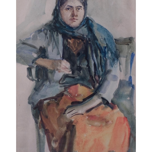 735 - Twentieth Century British School, watercolour on paper, Seated Women, 30.5cm x 22cm, mounted, glazed... 