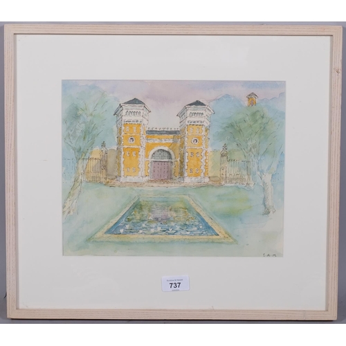 737 - Sam Beazley (1916-2017), watercolour on paper, The Lily Pond, signed with initials, 24.5cm x 31cm, m... 