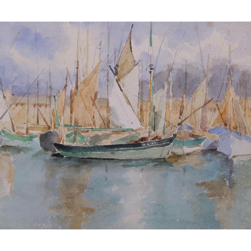 738 - Early Twentieth Century Continental School, watercolour on paper, Yachts in Harbour, signed indistin... 