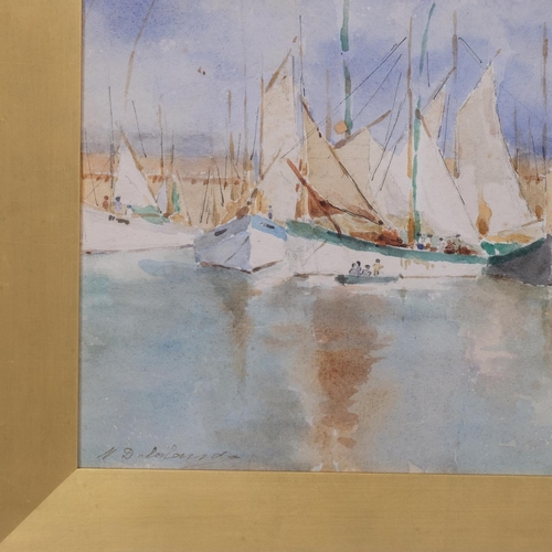 738 - Early Twentieth Century Continental School, watercolour on paper, Yachts in Harbour, signed indistin... 