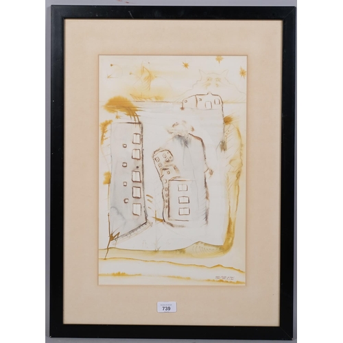 739 - Xavier Navarro de Torres (1956), watercolour on paper, Liliput (1984), signed in ink, 46cm x 29cm