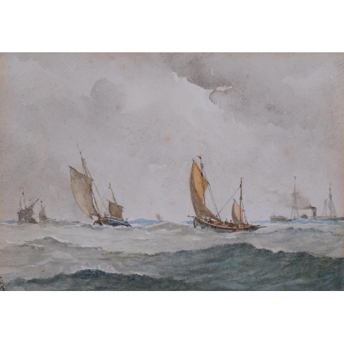 746 - Circle of Myles Birket Foster, marine scene, 19th century watercolour, signed with monogram, 12cm x ... 