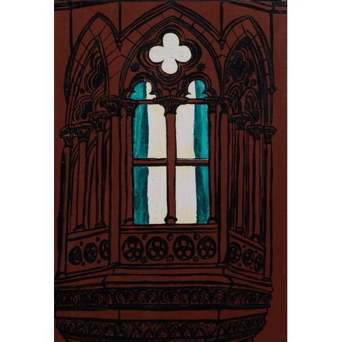 747 - David Morton White (born 1954), pair of church window studies, acrylics on board, framed, overall fr... 