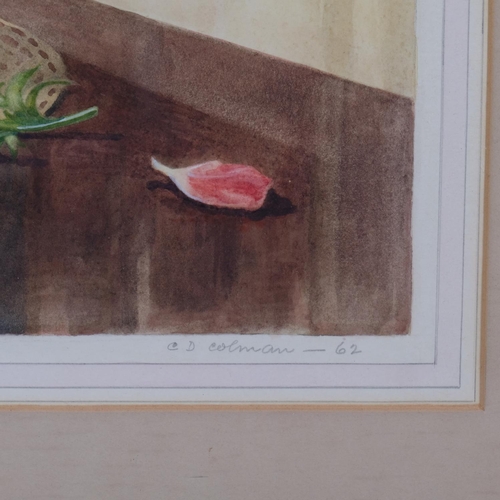 750 - C D Colman, Oriental still life, watercolour, signed and dated '62, 40cm x 30cm, framed