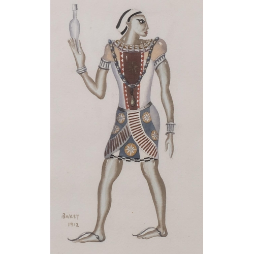 754 - After Leon Bakst, costume study for the Tragedy of Salome, watercolour, 42cm x 30cm, framed