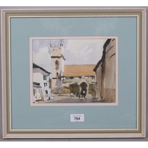 764 - Edward Wesson (1910 - 1983), village church, watercolour, signed 17cm x 22cm, framed