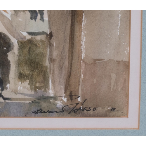 764 - Edward Wesson (1910 - 1983), village church, watercolour, signed 17cm x 22cm, framed