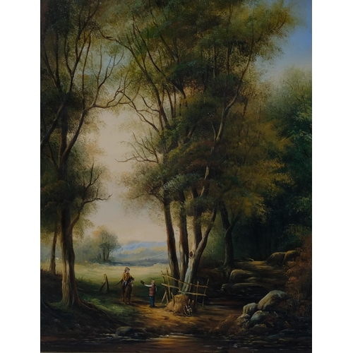 765 - E Reeves, woodland scene, mid-20th century oil on board, signed, 28cm x 23cm, framed