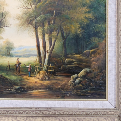 765 - E Reeves, woodland scene, mid-20th century oil on board, signed, 28cm x 23cm, framed