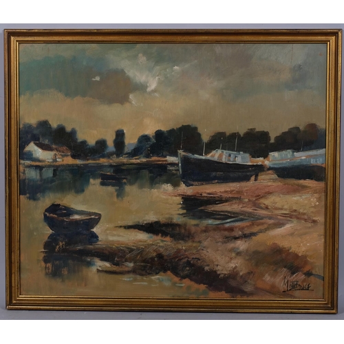 768 - Matt Bruce, river scene, oil on board, signed, 50cm x 60cm, framed