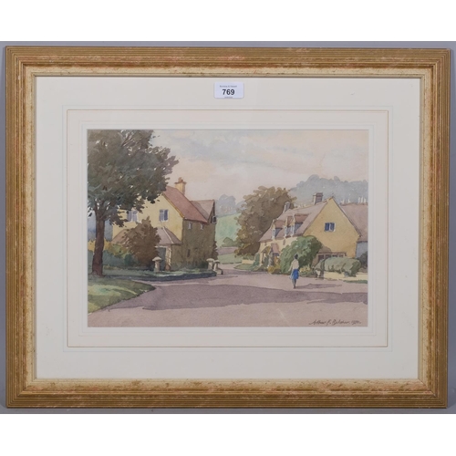 769 - Arthur Belcher, village scene, watercolour, signed and dated 1970, 26cm x 36cm, framed