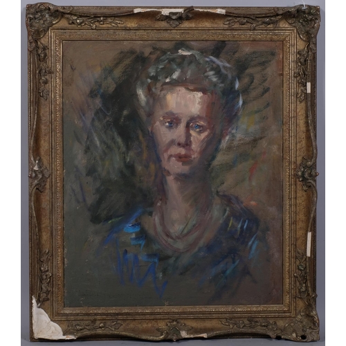 776 - Portrait of a woman, early 20th century oil on canvas, unsigned, 61cm x 51cm, framed