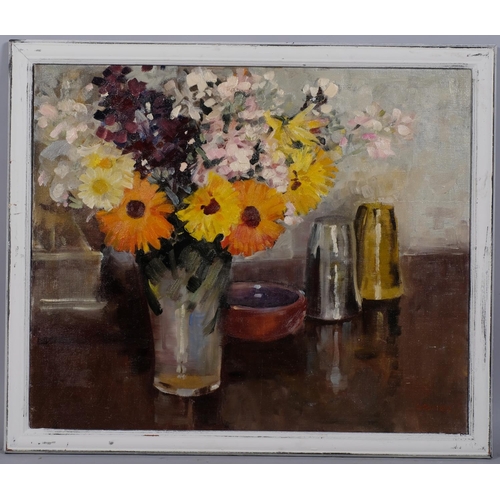 782 - Leslie Grimes (born 1897), still life, oil on canvas, inscribed verso, 51cm x 60cm, framed