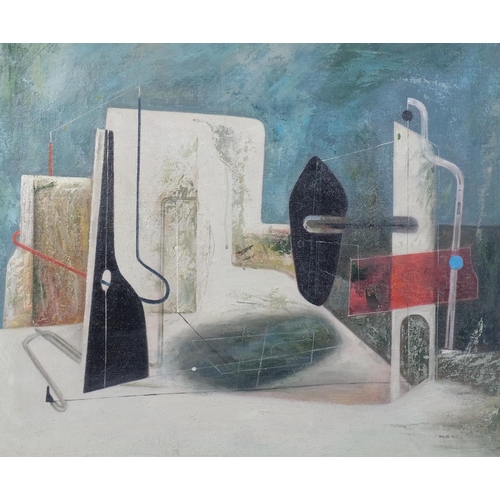 783 - Surrealist composition, contemporary oil on canvas, unsigned, 51cm x 61cm, framed