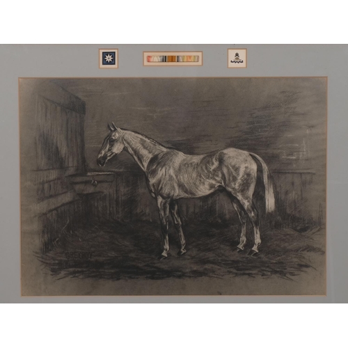 787 - W Wasdell Trickett, First World War Period portrait of a horse, Greyboy, signed, 43cm x 60cm, framed... 