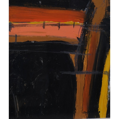 795 - Mid-Twentieth Century British school, acrylic on card, Orange Yellow Black, mounted, 41cm x 29cm